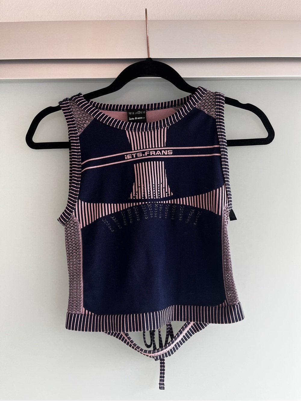 Iets Frans Navy and Pink Sleeveless Knit Tank